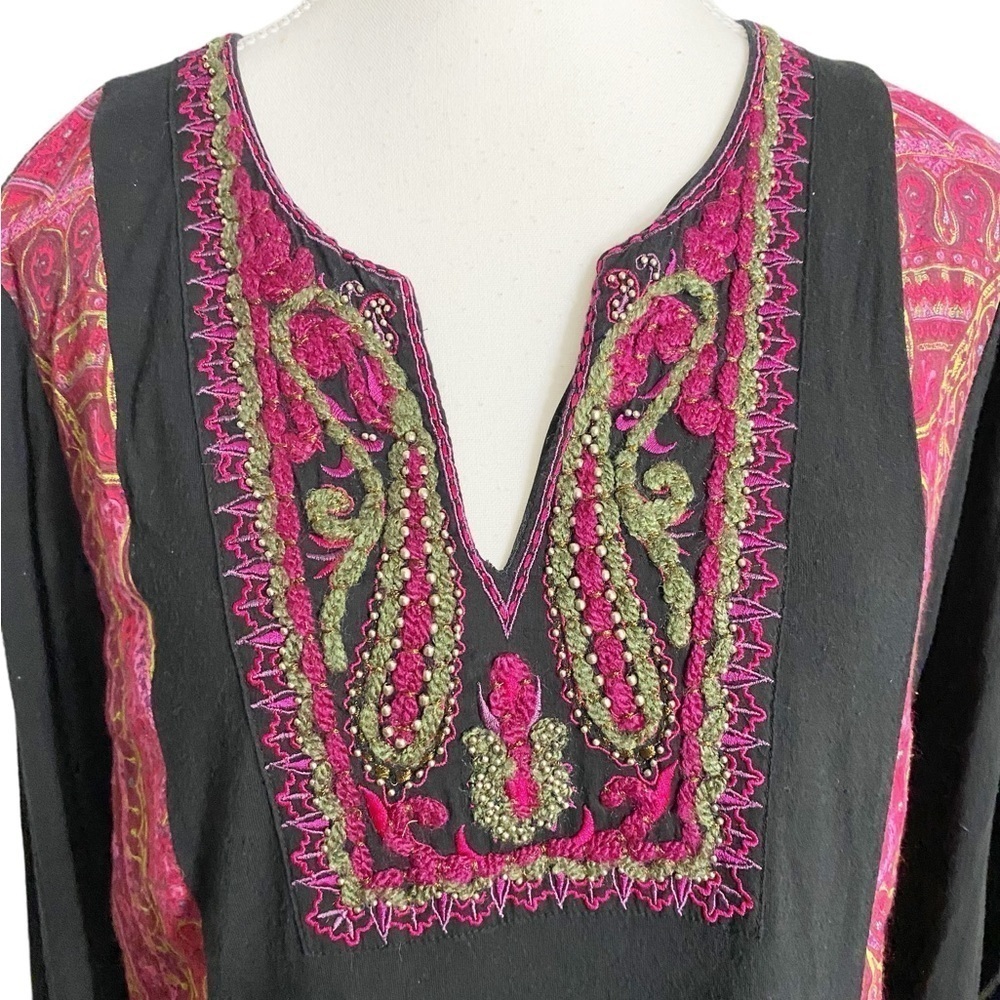 Soft Surroundings Black and Ruby Patchwork Tunic … - image 3